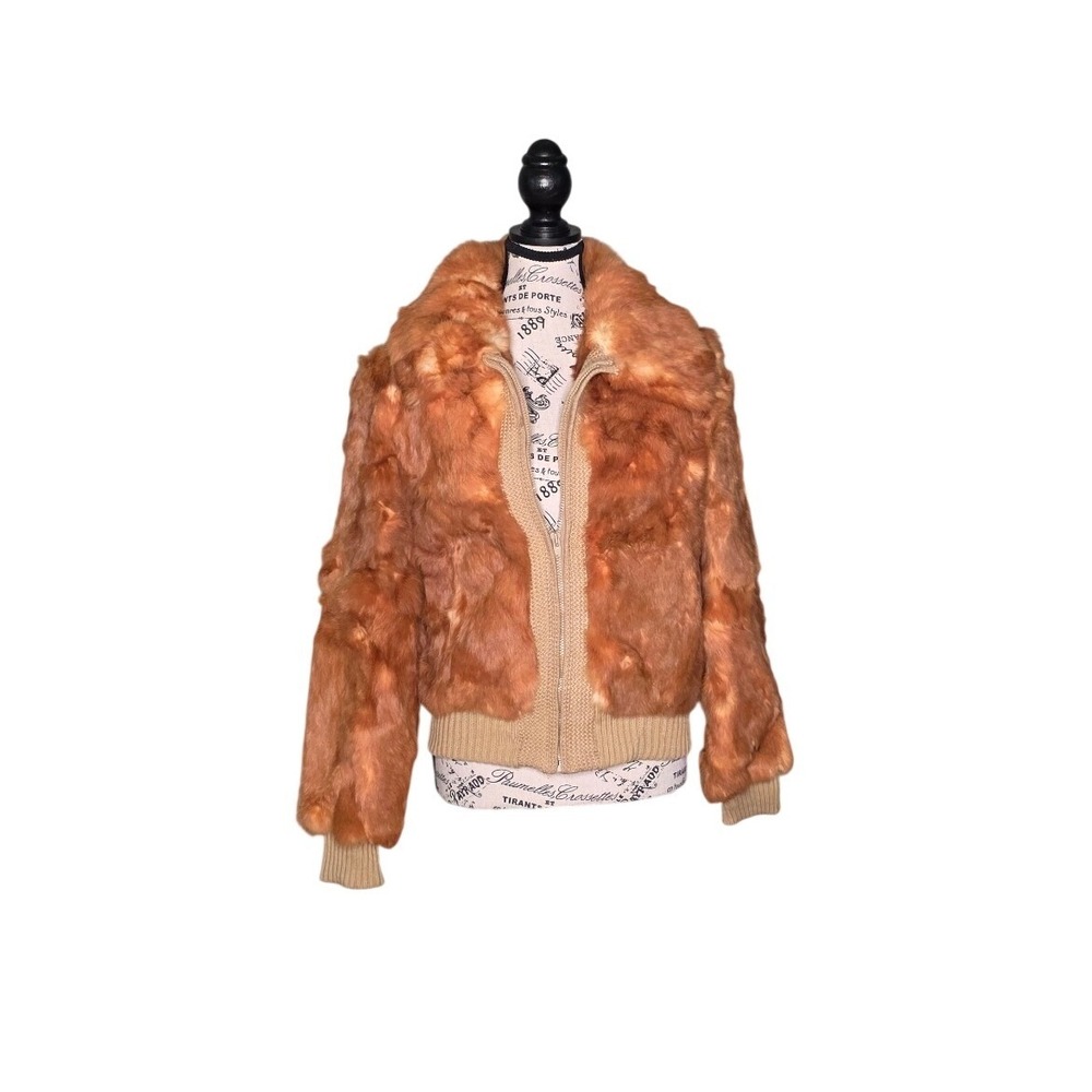 Vintage Arno-Ricco Rabbit Fur Jacket Women's L Rust Brown Boho Penny Lane